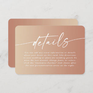Minimal Clay & Yellow Ombre Fade Wedding Details Enclosure Card