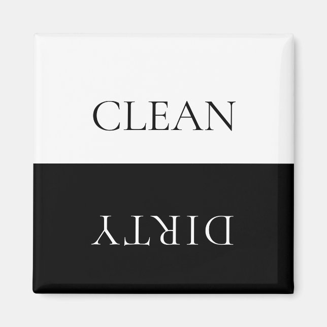 Minimal Clean Dirty Dishwasher Sign Magnet (Front)