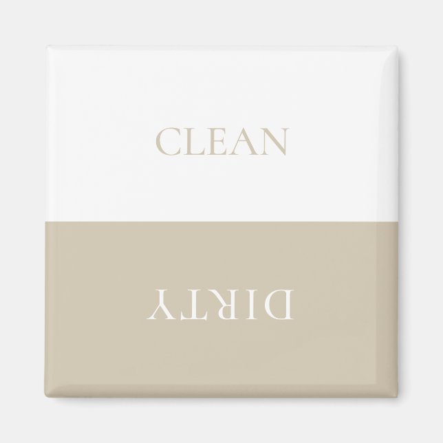 Minimal Clean Dirty Dishwasher Sign Magnet (Front)