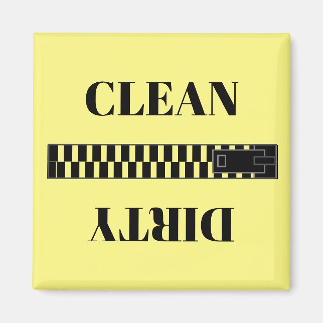 Minimal Clean Dirty Zipper Dishwasher Magnet (Front)