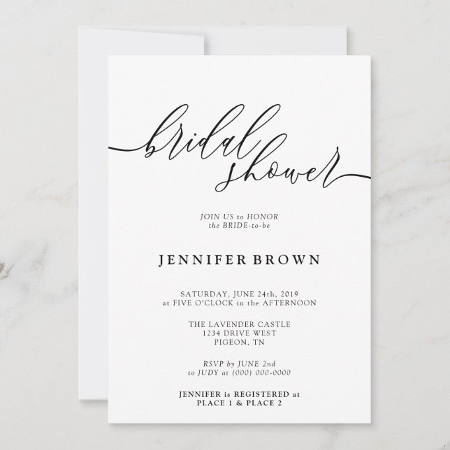 Minimal Clean Modern White Script Invitation (Front)