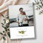 Minimal Clean Pine Branch Christmas Rejoice Photo Holiday Card<br><div class="desc">For any further customisation or any other matching items,  please feel free to contact me at yellowfebstudio@gmail.com</div>