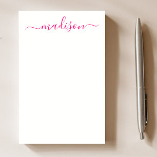 Minimal Clean Pink Typography Name Script  Post-it Notes