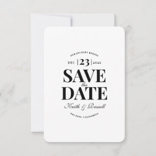 Minimal Clean Save the Date Wedding White Invitation