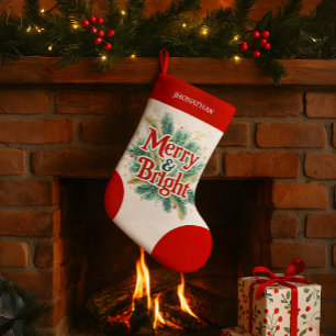 Minimal Clean Simple Xmas Red White  Small Christmas Stocking