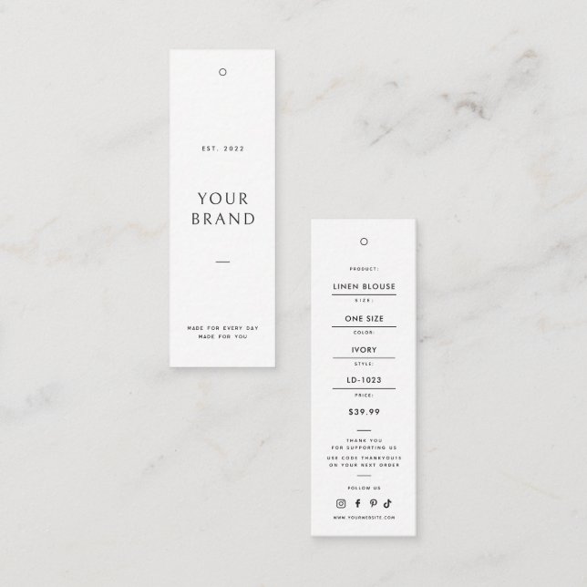Minimal Clothing Price Tag (Front/Back)
