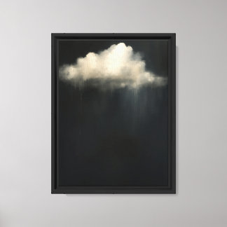 Minimal Cloud on Black Wall Art Print