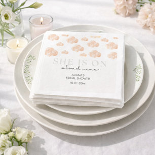 Minimal Cloud She's On cloud 9 Bridal Shower Napkin