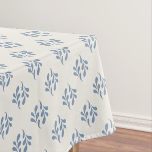 Minimal Coastal Blue Botanical Sprig Pattern Tablecloth
