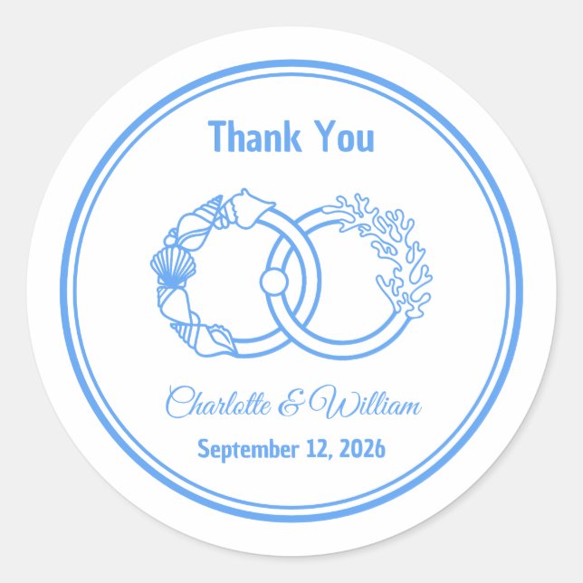 Minimal Coastal Interlocking Rings Classic Round Sticker (Front)