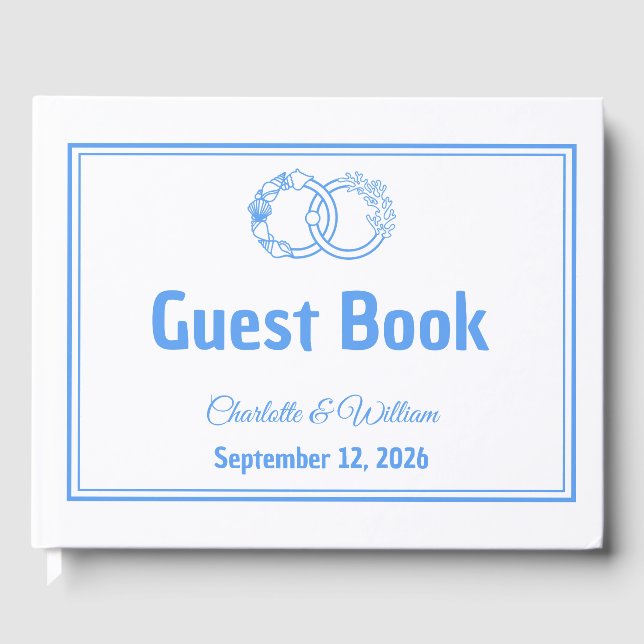 Minimal Coastal Interlocking Rings Guest Book (Front)