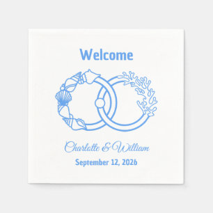 Minimal Coastal Interlocking Rings Napkin