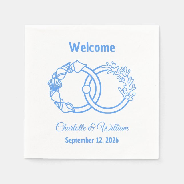 Minimal Coastal Interlocking Rings Napkin (Front)