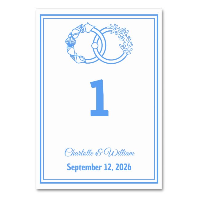 Minimal Coastal Interlocking Rings Table Number (Back)