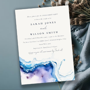 Minimal Coastal Sea Beach Watercolor Engagement Invitation