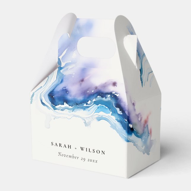 Minimal Coastal Sea Beach Watercolor Wedding Favour Box (Front Side)