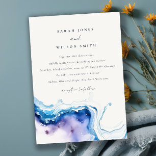 Minimal Coastal Sea Beach Watercolor Wedding Invitation