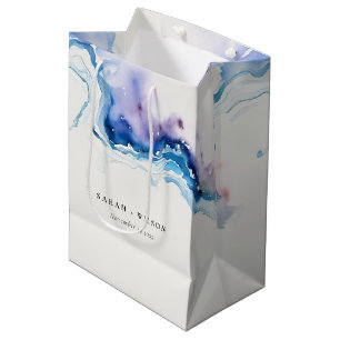 Minimal Coastal Sea Beach Watercolor Wedding Medium Gift Bag