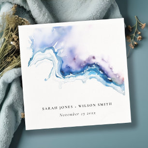 Minimal Coastal Sea Beach Watercolor Wedding Napkin