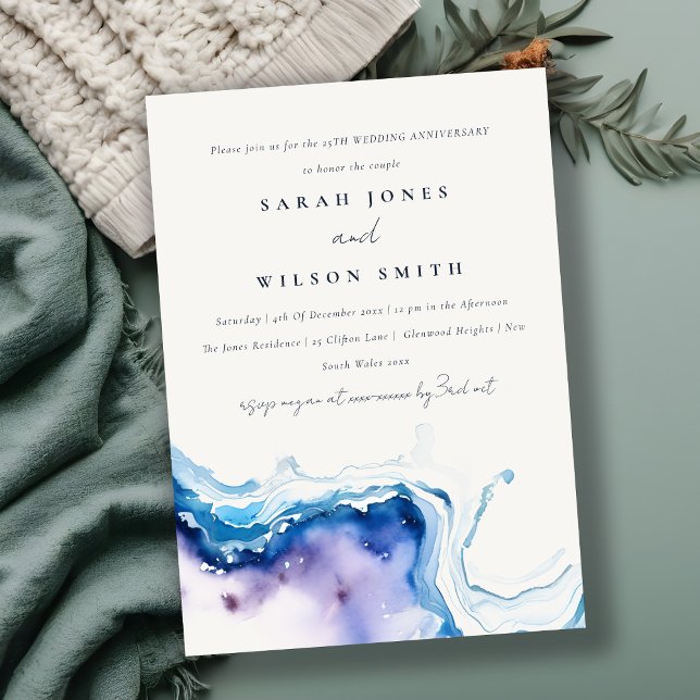 Minimal Coastal Sea Beach Wedding Anniversary  Invitation (Creator Uploaded)
