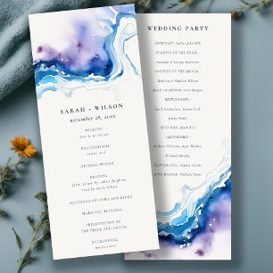 Minimal Coastal Sea Beach Wedding Program Card