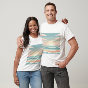 Minimal Coastal Summer Pastel Ocean Art T-Shirt