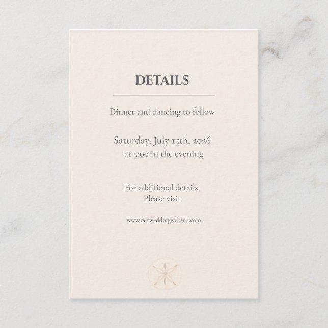 Minimal Coastal Wedding Enclosure Card (Front)