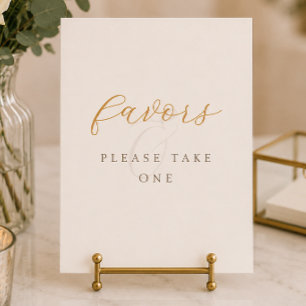 Minimal Cocoa Brown Wedding Favours Tabletop Sign