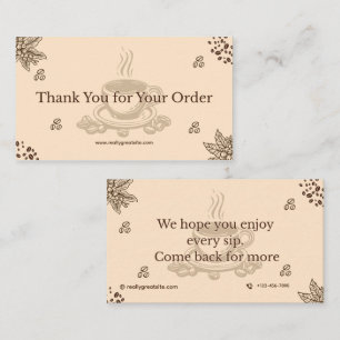 Minimal Coffee Thank You Card Brown Elegant