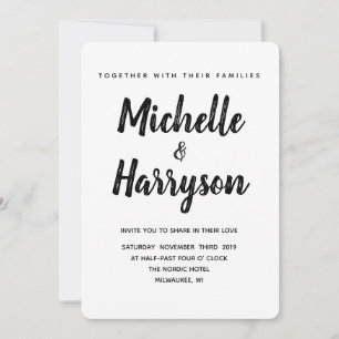 Minimal Colour Black Wedding Invitation