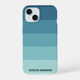 Minimal Colour Block Cyan Blue Teal Monogram iPhone 15 Case