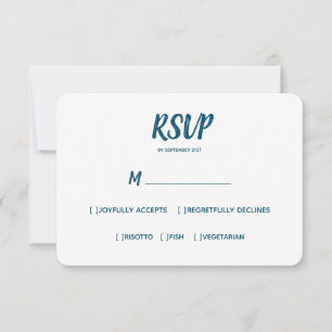 Minimal Colour Blue Wedding RSVP Meal Choice Card