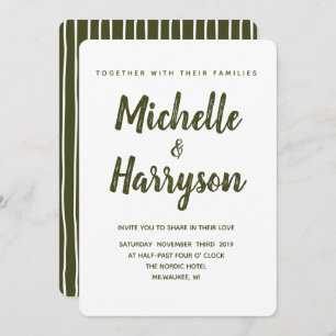 Minimal Colour   Dark  Green    Wedding Invitation
