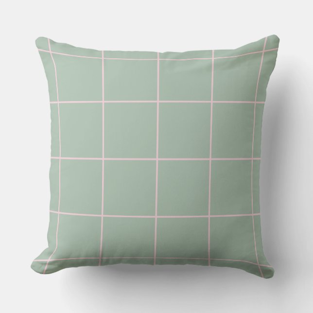 Minimal Colour Grid Check Pattern Cushion (Front)