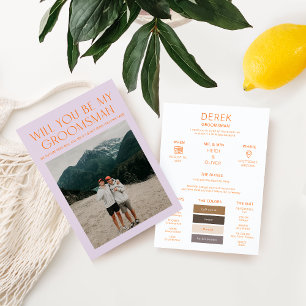 Minimal Colour Palette Photo Groomsman Info Card