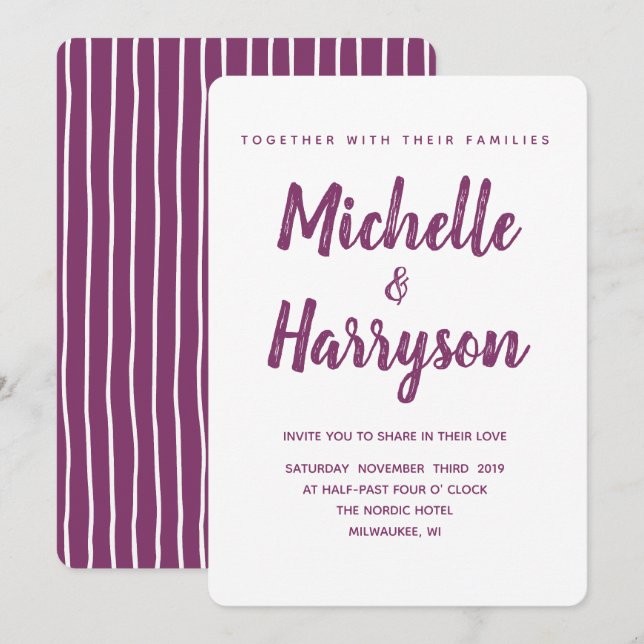 Minimal Colour | Purple | Wedding Invitation (Front/Back)