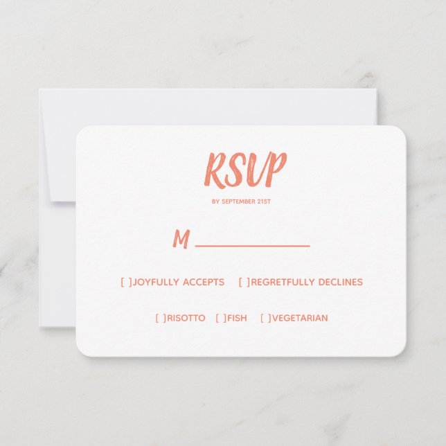 Minimal Colour salmon | Wedding RSVP Meal Choice (Front)