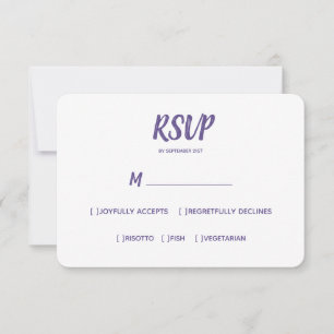 Minimal Colour Ultraviolet Wedding RSVP Meal Choic Card
