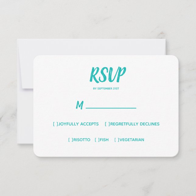 Minimal Colour Wedding RSVP Meal Choice (Front)