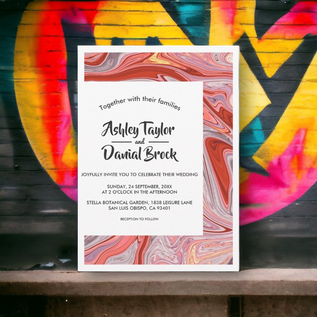 Minimal Colourful Artistic Abstract Modern Wedding Invitation (Creator Uploaded)