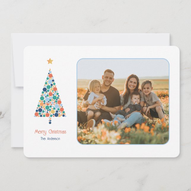 Minimal colourful Christmas tree Christmas card (Front)