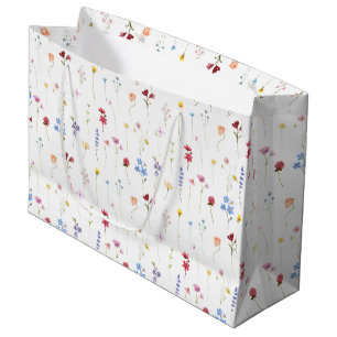 Minimal Colourful Garden Wildflower Pattern  Large Gift Bag