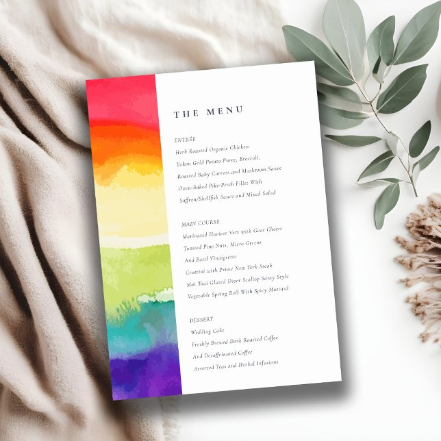 Minimal Colourful Pride Rainbow Wedding Menu Card (Creator Uploaded)