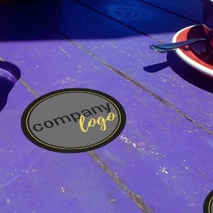 MINIMAL COMPANY BUSINESS LOGO PROMOTIONAL BLACK ROUND PAPER COASTER