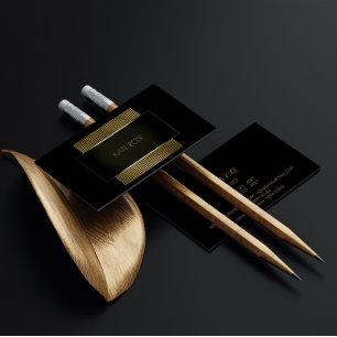 Minimal Conceptual Geometric Black Gold Frame Glam Business Card
