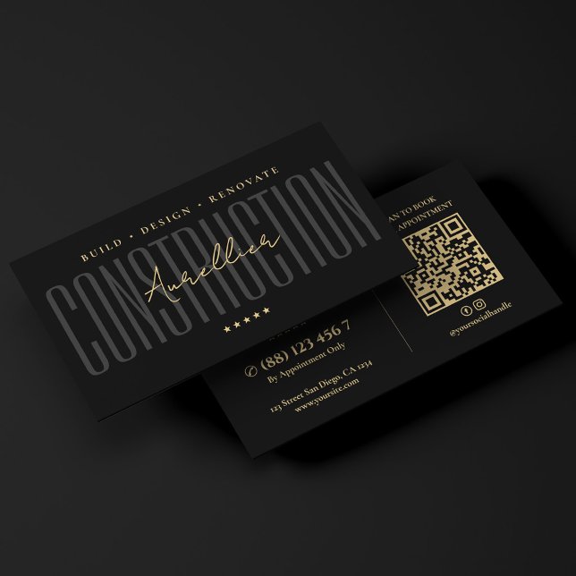 Minimal Construction Black General Contractor  Business Card (Minimal Construction Black General Contractor Business Card
)