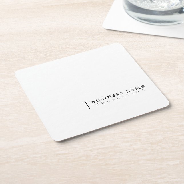 Minimal Consulting Company Modern Typography Square Paper Coaster (Angled)