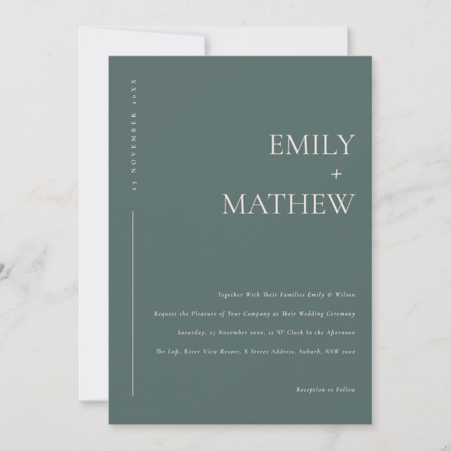 MINIMAL COOL MODERN BLACK RUST TYPOGRAPHY WEDDING INVITATION (Front)