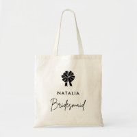 Minimal Coquette Black Bow Script Bridesmaid 