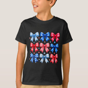 Minimal Coquette Bows Red White Blue T-Shirt